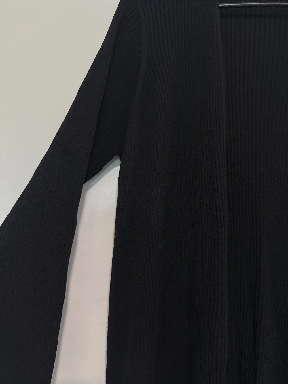 Eileen Fisher Long Sleeve Open Cardigan  Wool Open Size Large Black